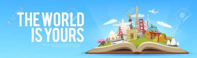 Thumb 74112363 travel to world road trip tourism open book with landmarks travelling vector banner the world is you